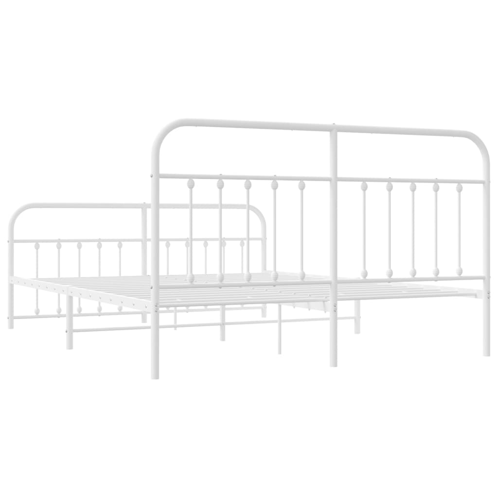 Sengeramme i metall med hode- og fotgavl hvit 160x200 cm