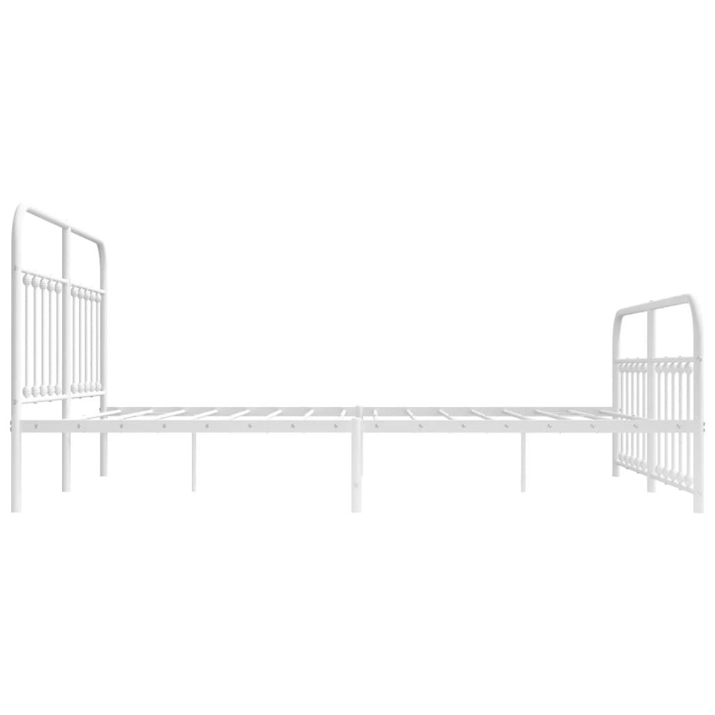 Sengeramme i metall med hode- og fotgavl hvit 183x213 cm