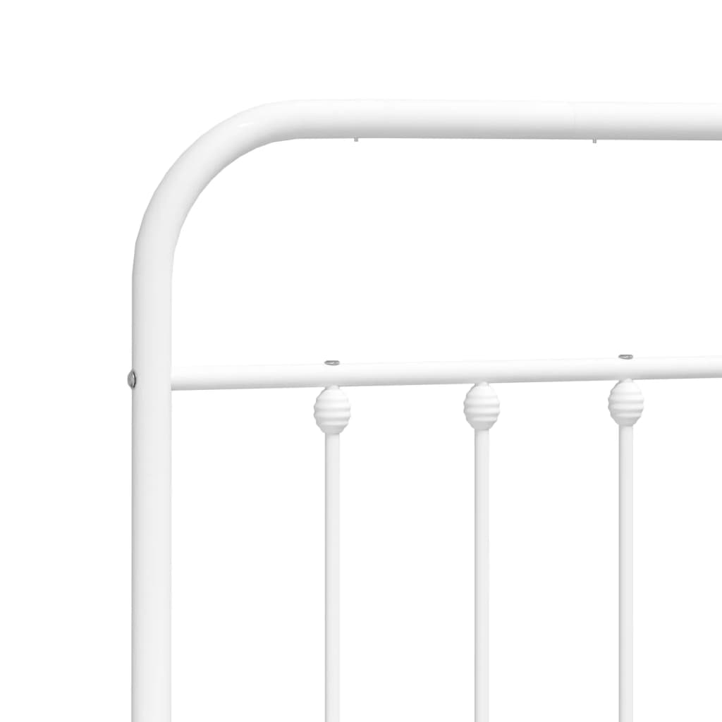 Sengeramme i metall med hode- og fotgavl hvit 183x213 cm