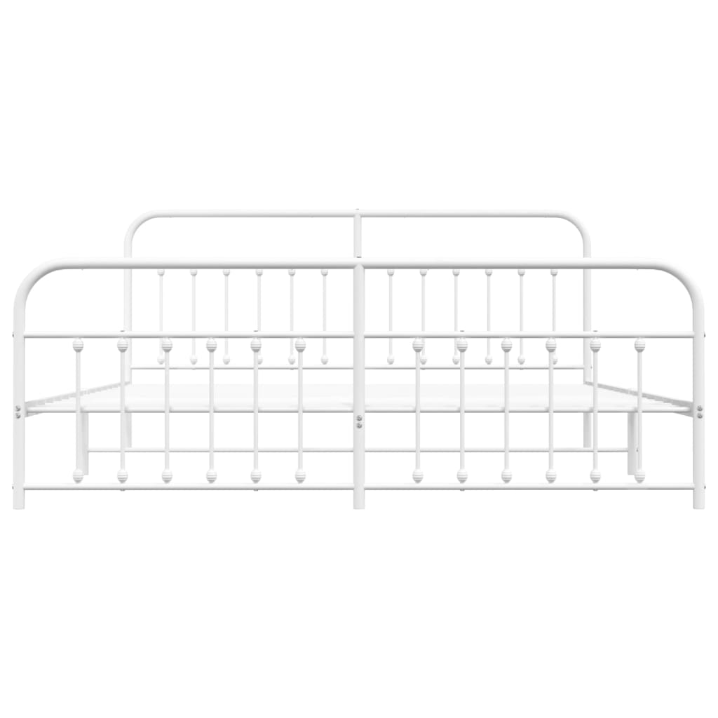 Sengeramme i metall med hode- og fotgavl hvit 193x203 cm