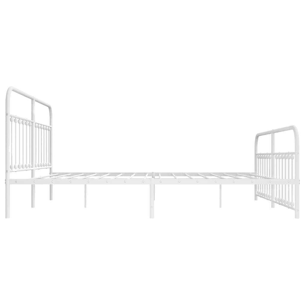 Sengeramme i metall med hode- og fotgavl hvit 193x203 cm