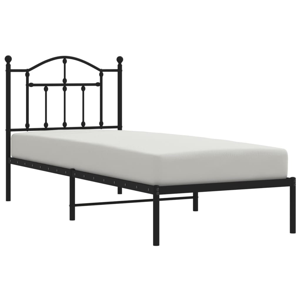 Sengeramme i metall med hodegavl svart 90x190 cm