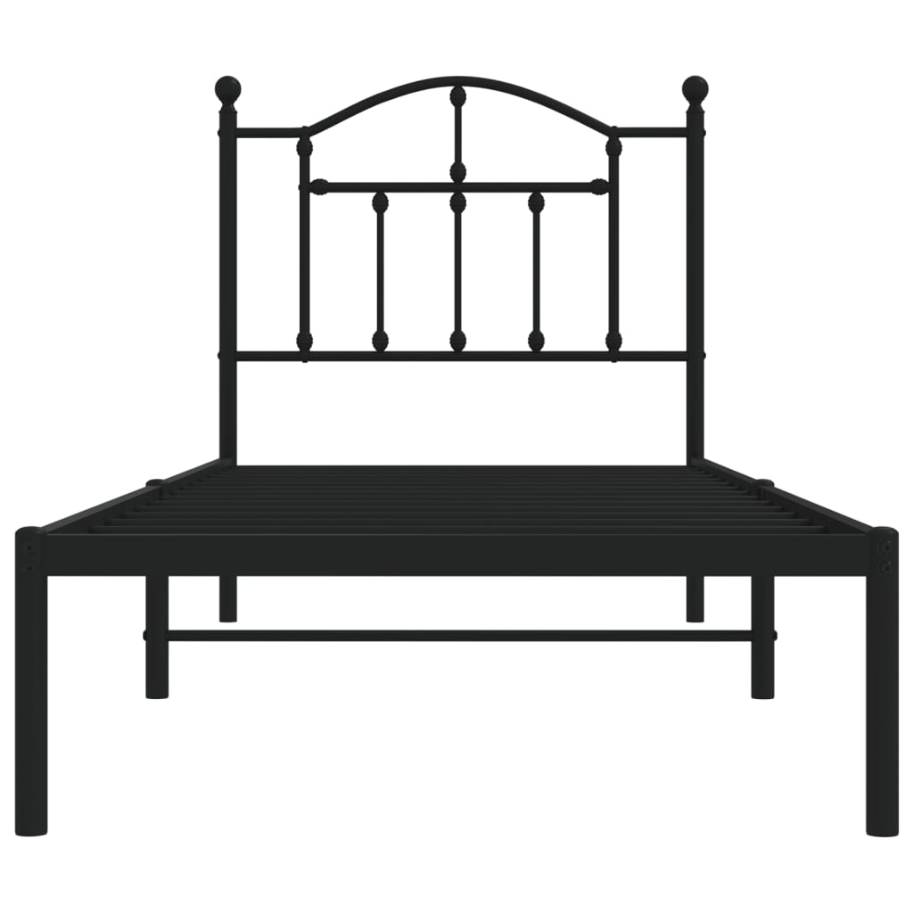 Sengeramme i metall med hodegavl svart 90x190 cm