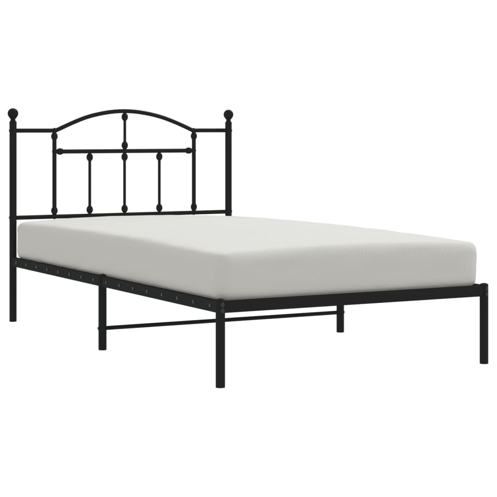 Sengeramme i metall med hodegavl svart 107x203 cm