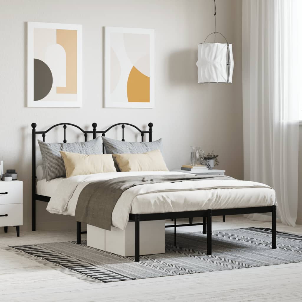 Sengeramme i metall med hodegavl svart 120x190 cm