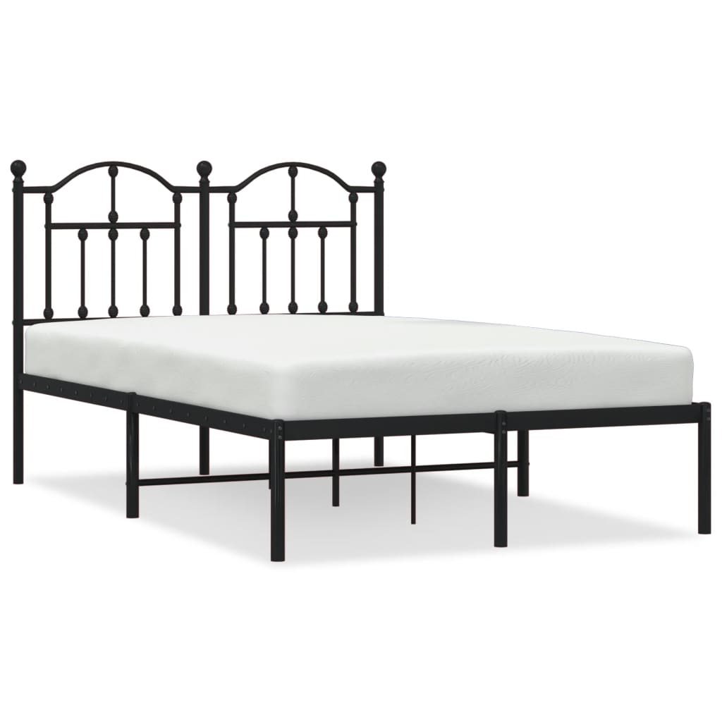 Sengeramme i metall med sengegavl svart 120x200 cm