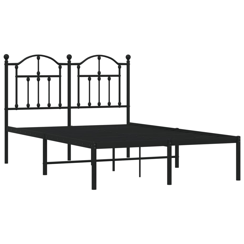 Sengeramme i metall med sengegavl svart 120x200 cm