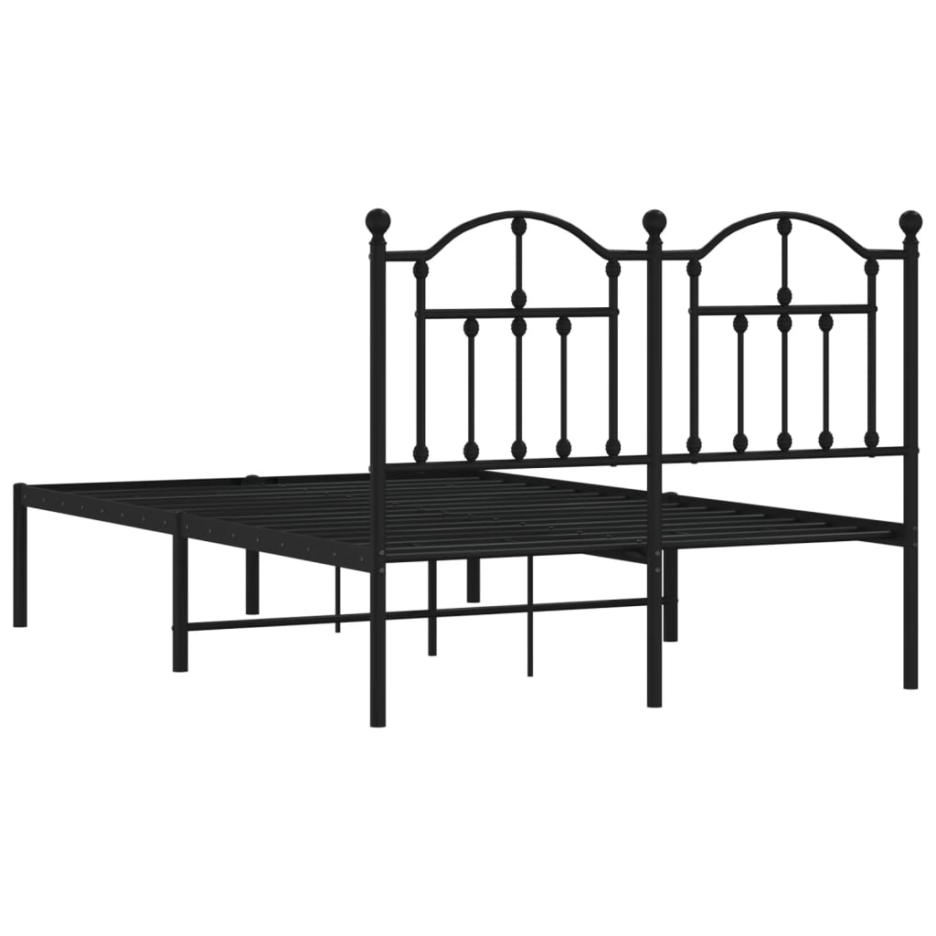 Sengeramme i metall med sengegavl svart 120x200 cm