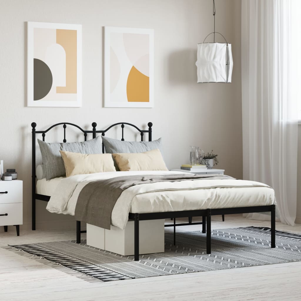 Sengeramme i metall med sengegavl svart 120x200 cm