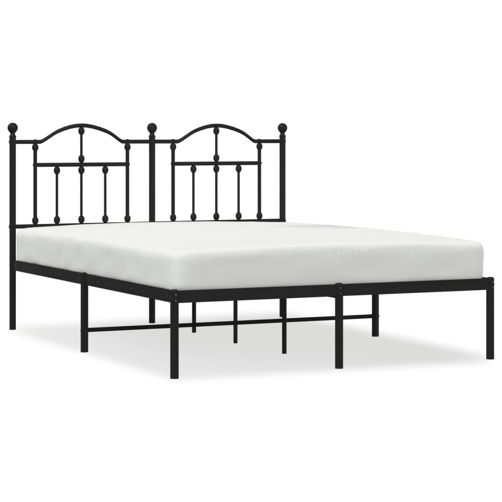Sengeramme i metall med hodegavl svart 140x190 cm