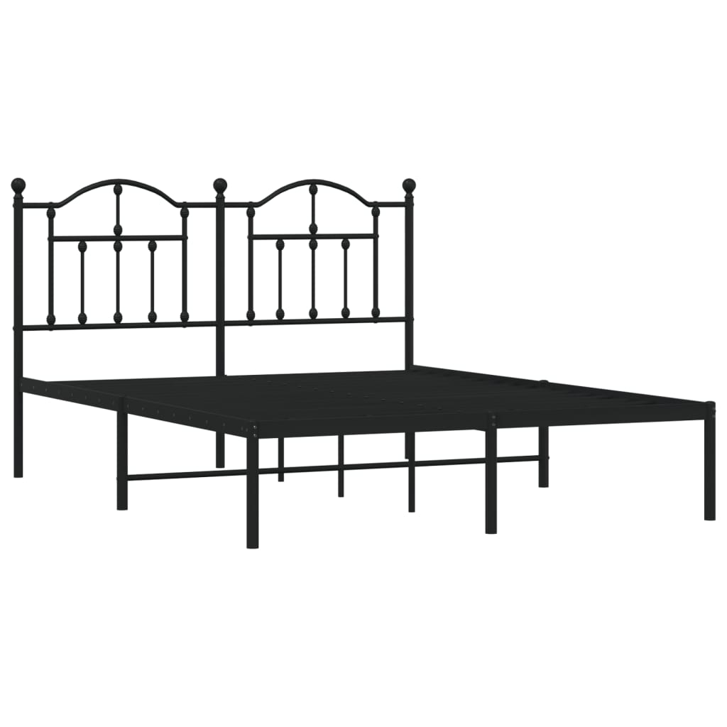 Sengeramme i metall med sengegavl svart 140x200 cm
