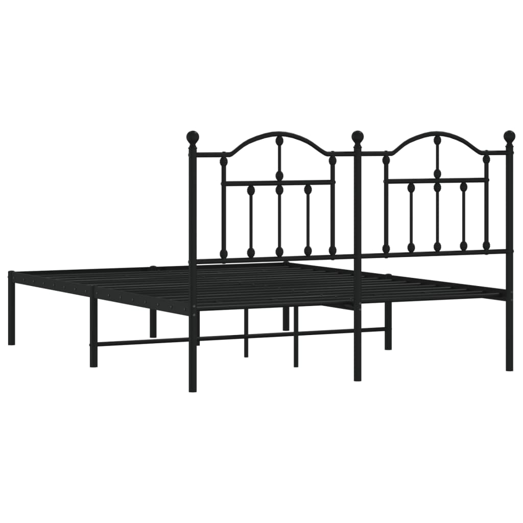 Sengeramme i metall med sengegavl svart 140x200 cm