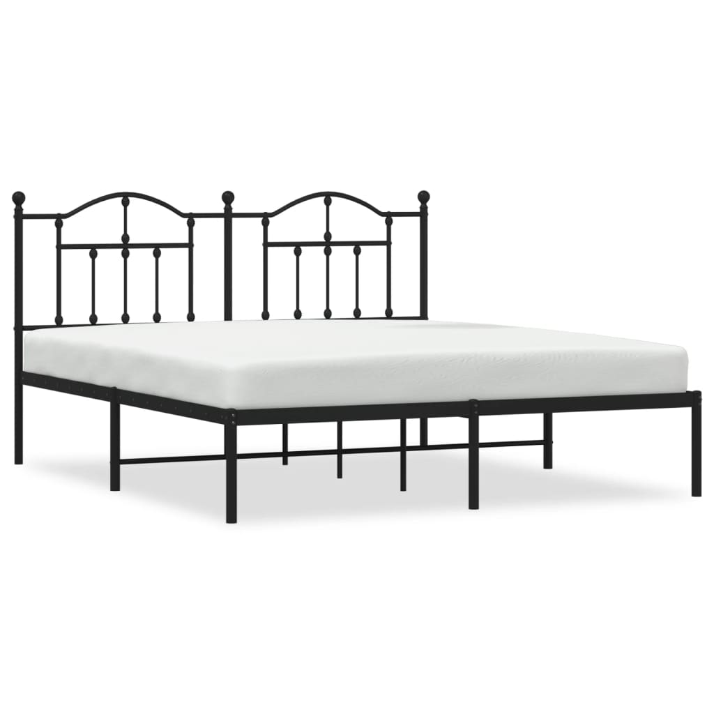 Sengeramme i metall med sengegavl svart 183x213 cm