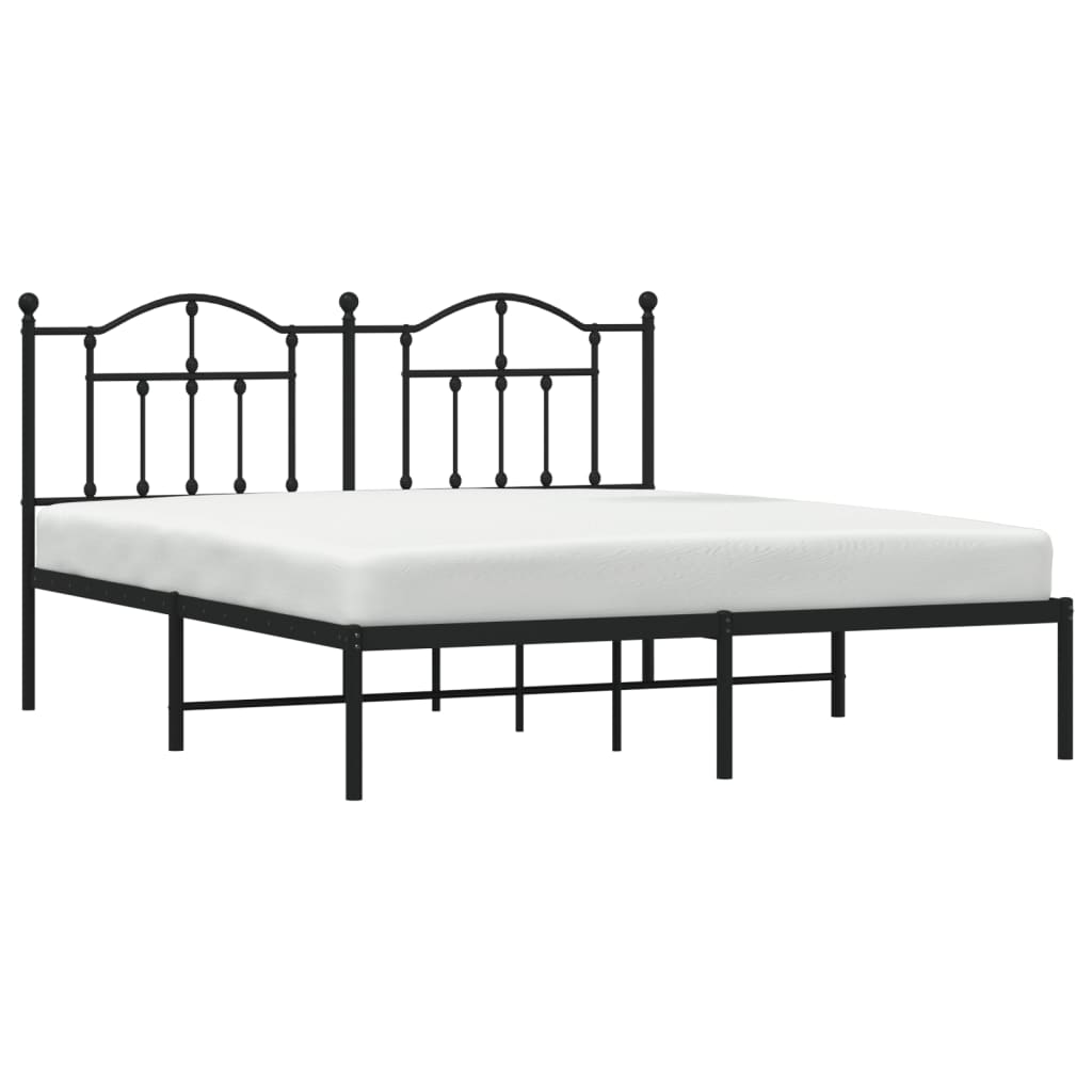 Sengeramme i metall med sengegavl svart 183x213 cm