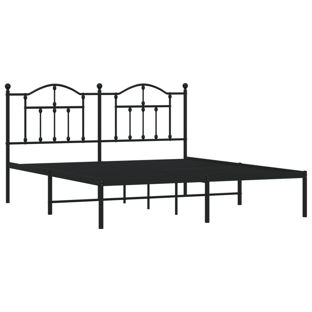 Sengeramme i metall med sengegavl svart 183x213 cm