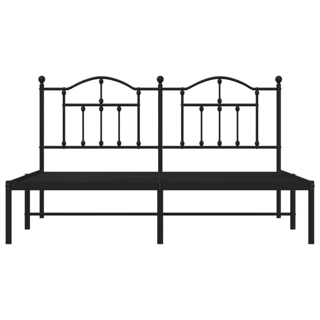 Sengeramme i metall med sengegavl svart 183x213 cm