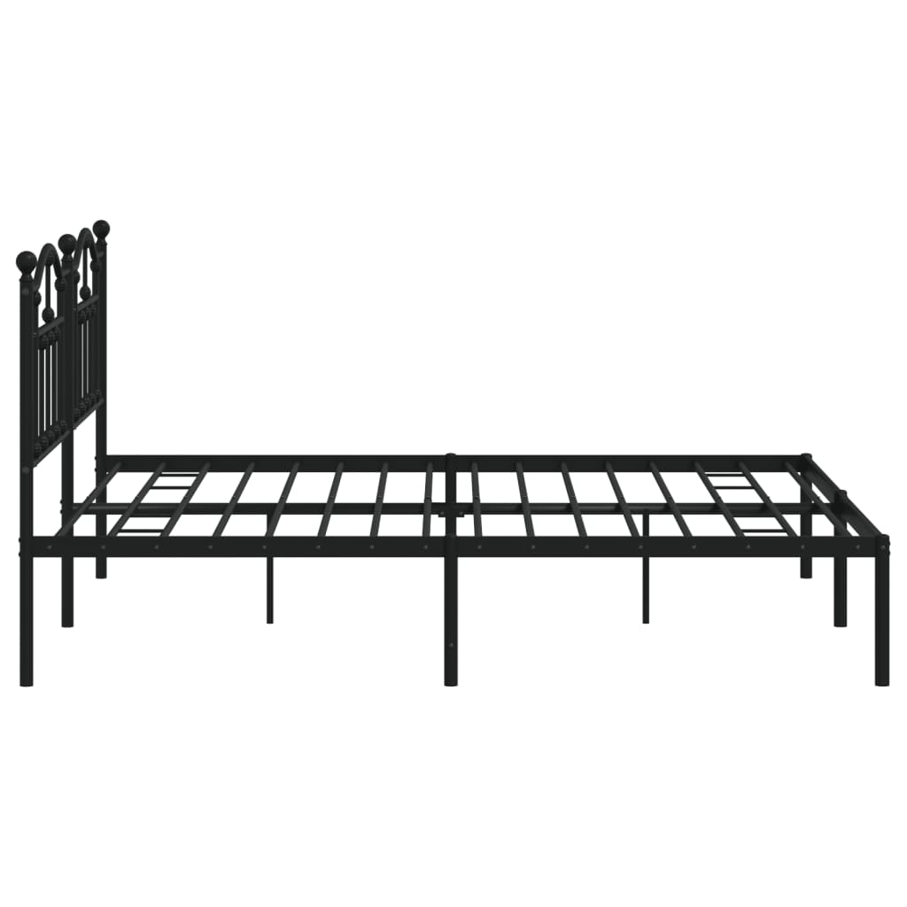 Sengeramme i metall med sengegavl svart 183x213 cm