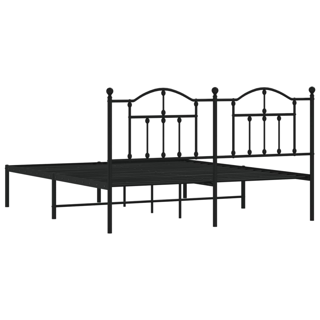 Sengeramme i metall med sengegavl svart 183x213 cm