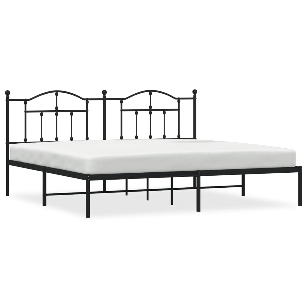 Sengeramme i metall med sengegavl svart 193x203 cm
