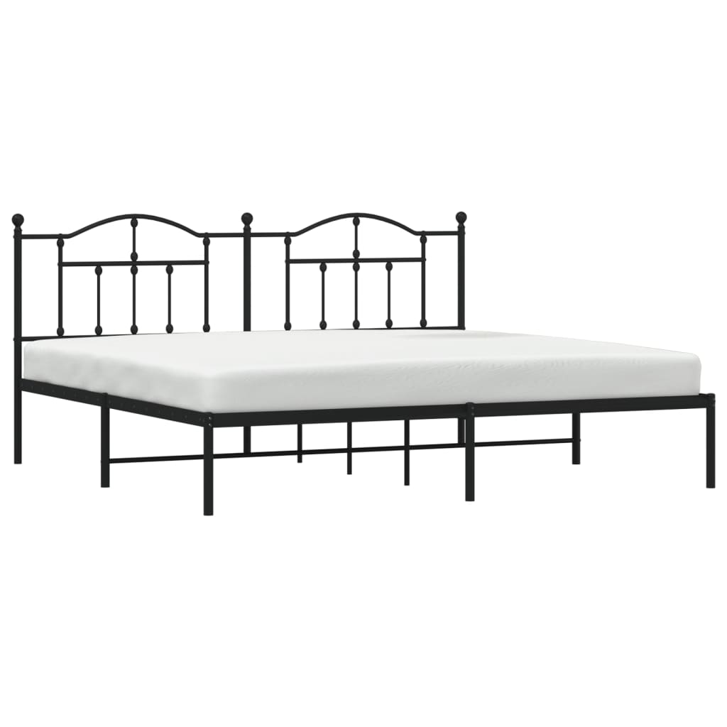 Sengeramme i metall med sengegavl svart 193x203 cm