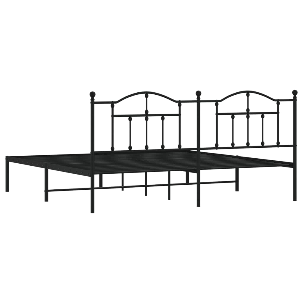 Sengeramme i metall med sengegavl svart 193x203 cm