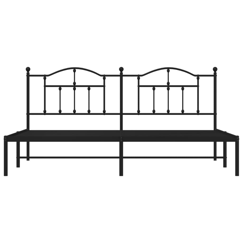 Sengeramme i metall med sengegavl svart 200x200 cm