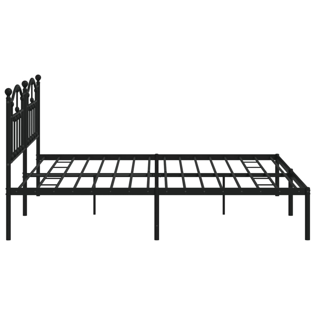 Sengeramme i metall med sengegavl svart 200x200 cm