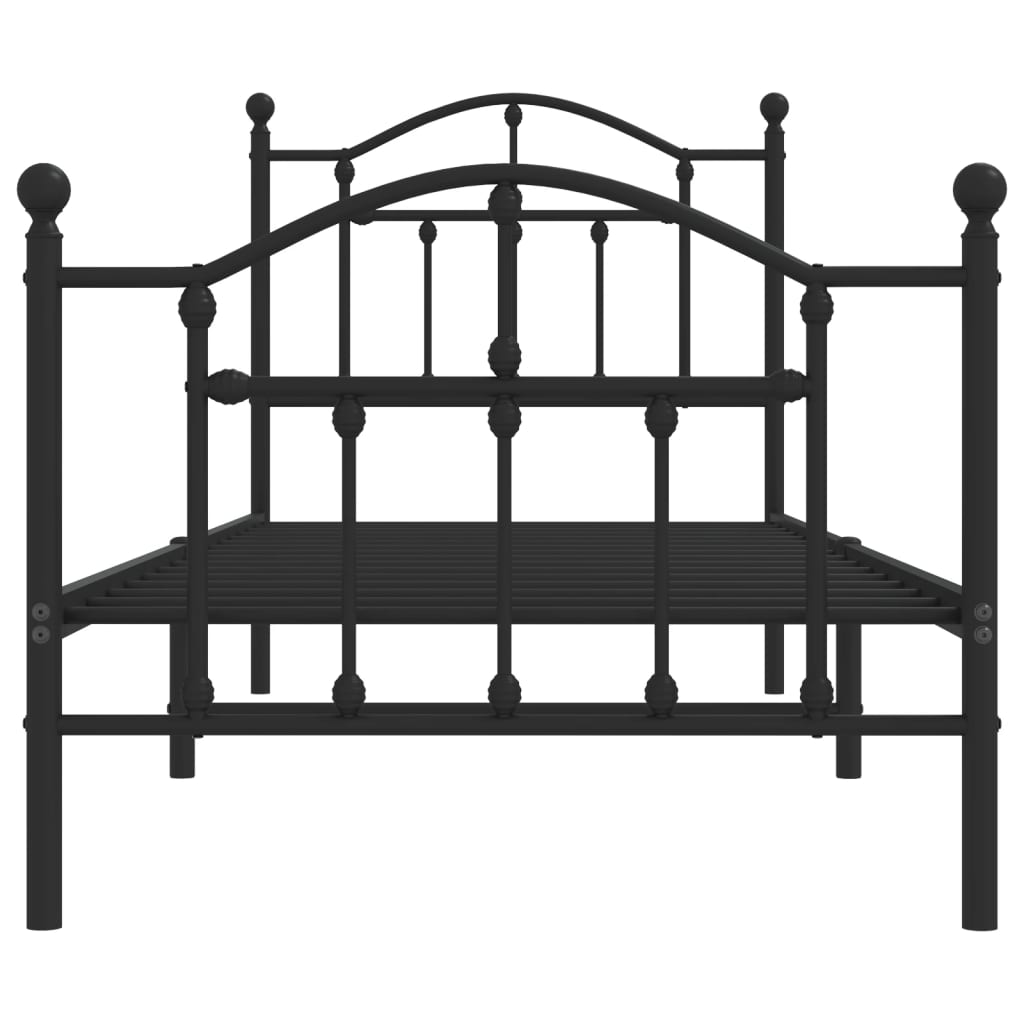 Sengeramme i metall med hode- og fotgavl svart 90x190 cm