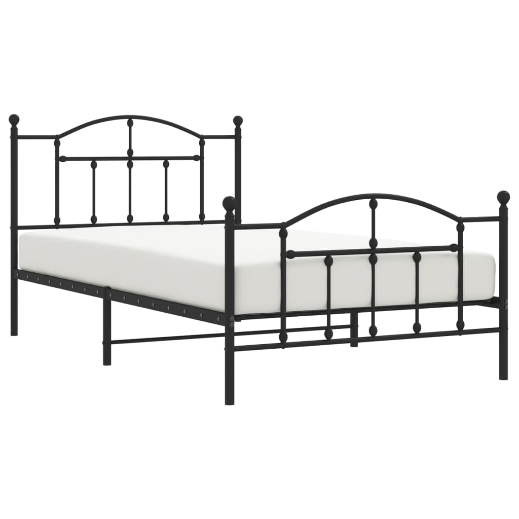 Sengeramme i metall med hode- og fotgavl svart 107x203 cm