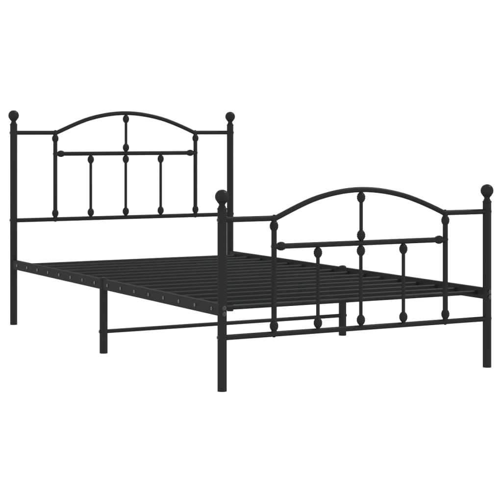 Sengeramme i metall med hode- og fotgavl svart 107x203 cm