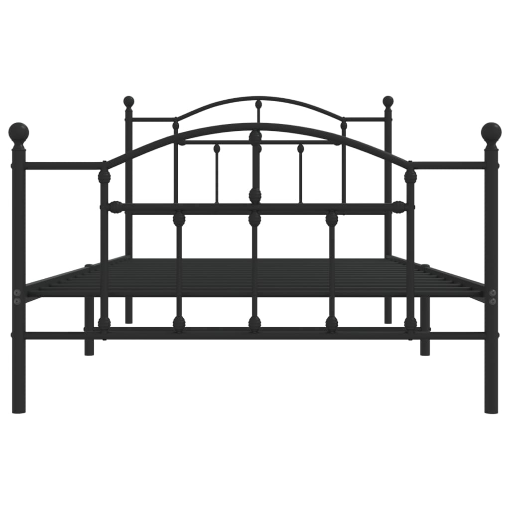 Sengeramme i metall med hode- og fotgavl svart 107x203 cm
