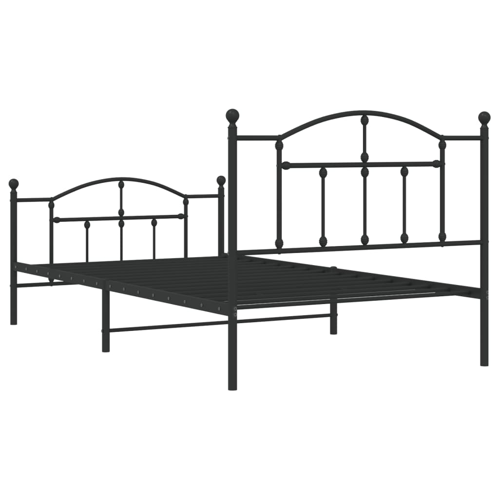 Sengeramme i metall med hode- og fotgavl svart 107x203 cm