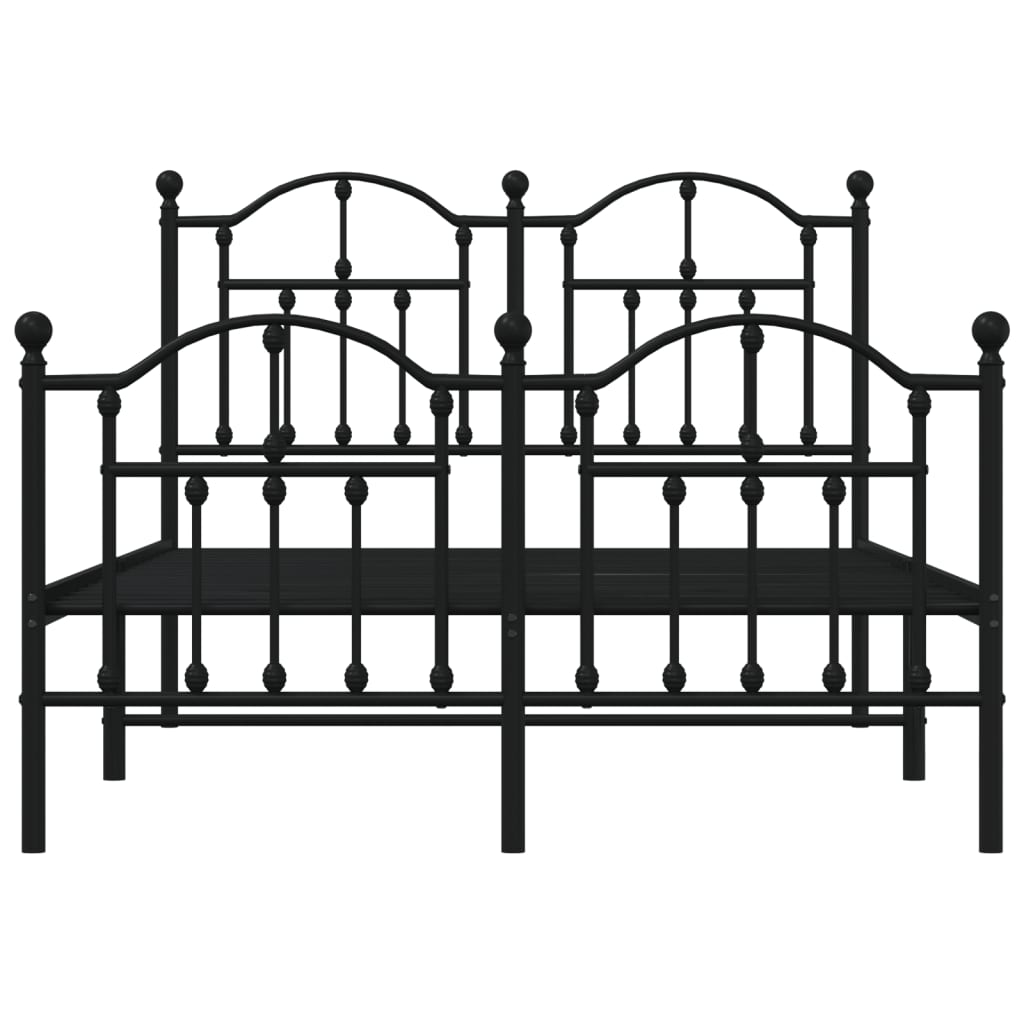 Sengeramme i metall med hode- og fotgavl svart 120x200 cm