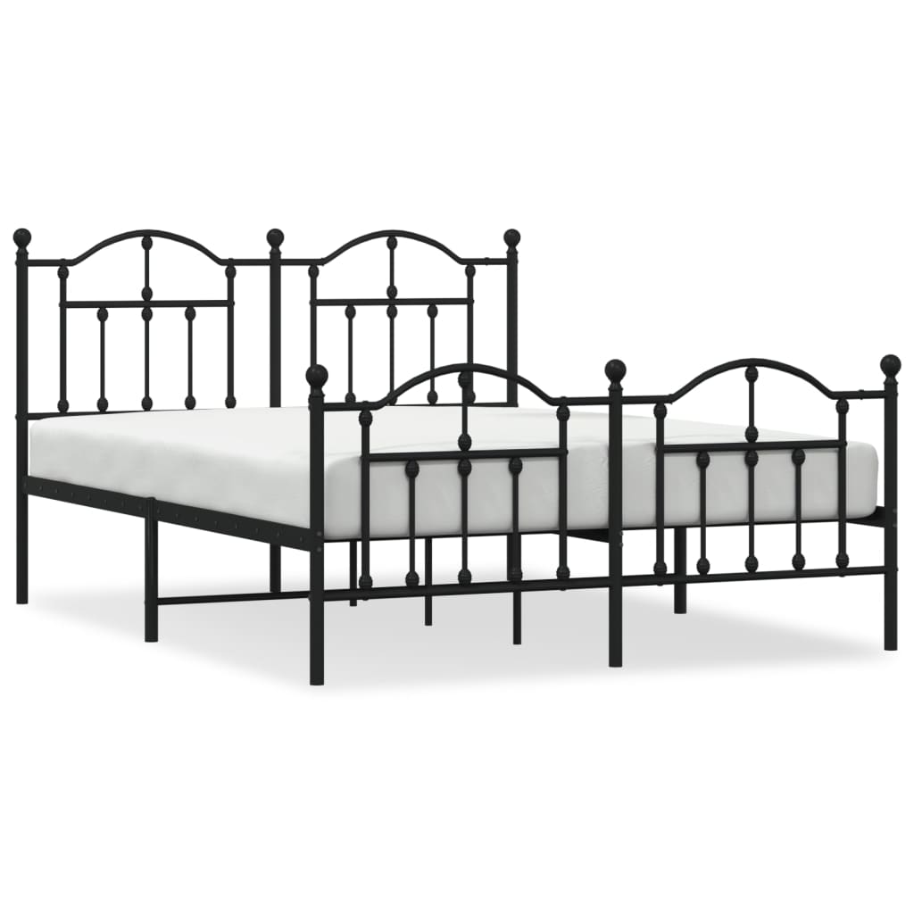 Sengeramme i metall med hode- og fotgavl svart 140x190 cm