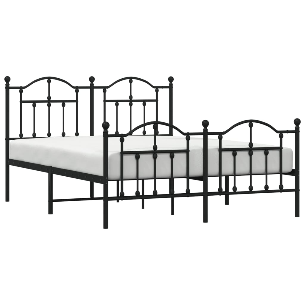 Sengeramme i metall med hode- og fotgavl svart 140x190 cm