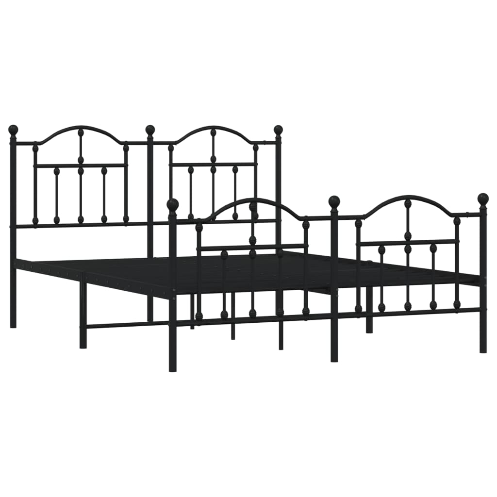 Sengeramme i metall med hode- og fotgavl svart 140x190 cm