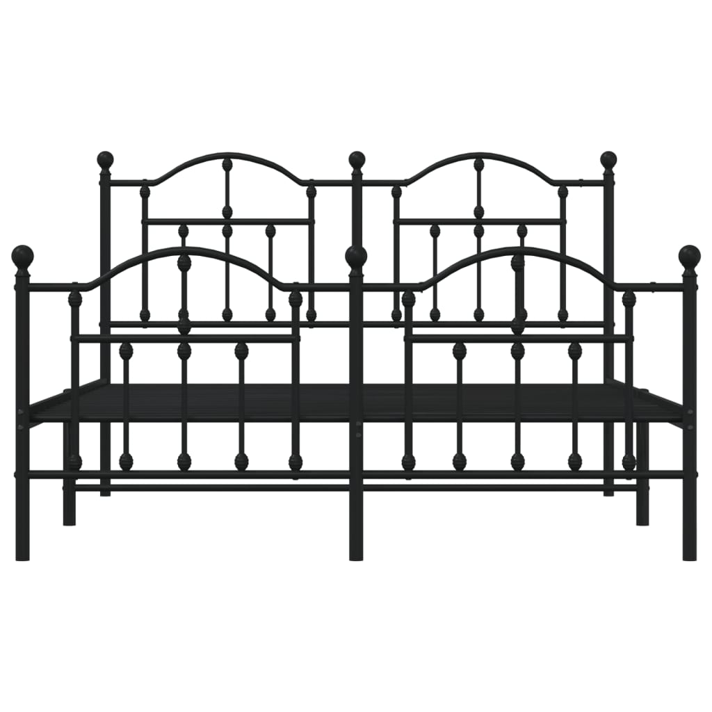Sengeramme i metall med hode- og fotgavl svart 140x190 cm