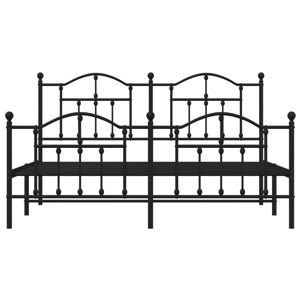 Sengeramme i metall med hode- og fotgavl svart 183x213 cm