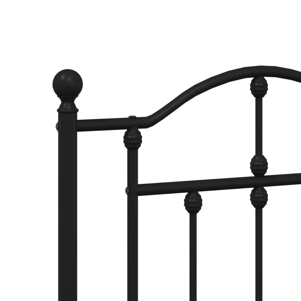 Sengeramme i metall med hode- og fotgavl svart 193x203 cm