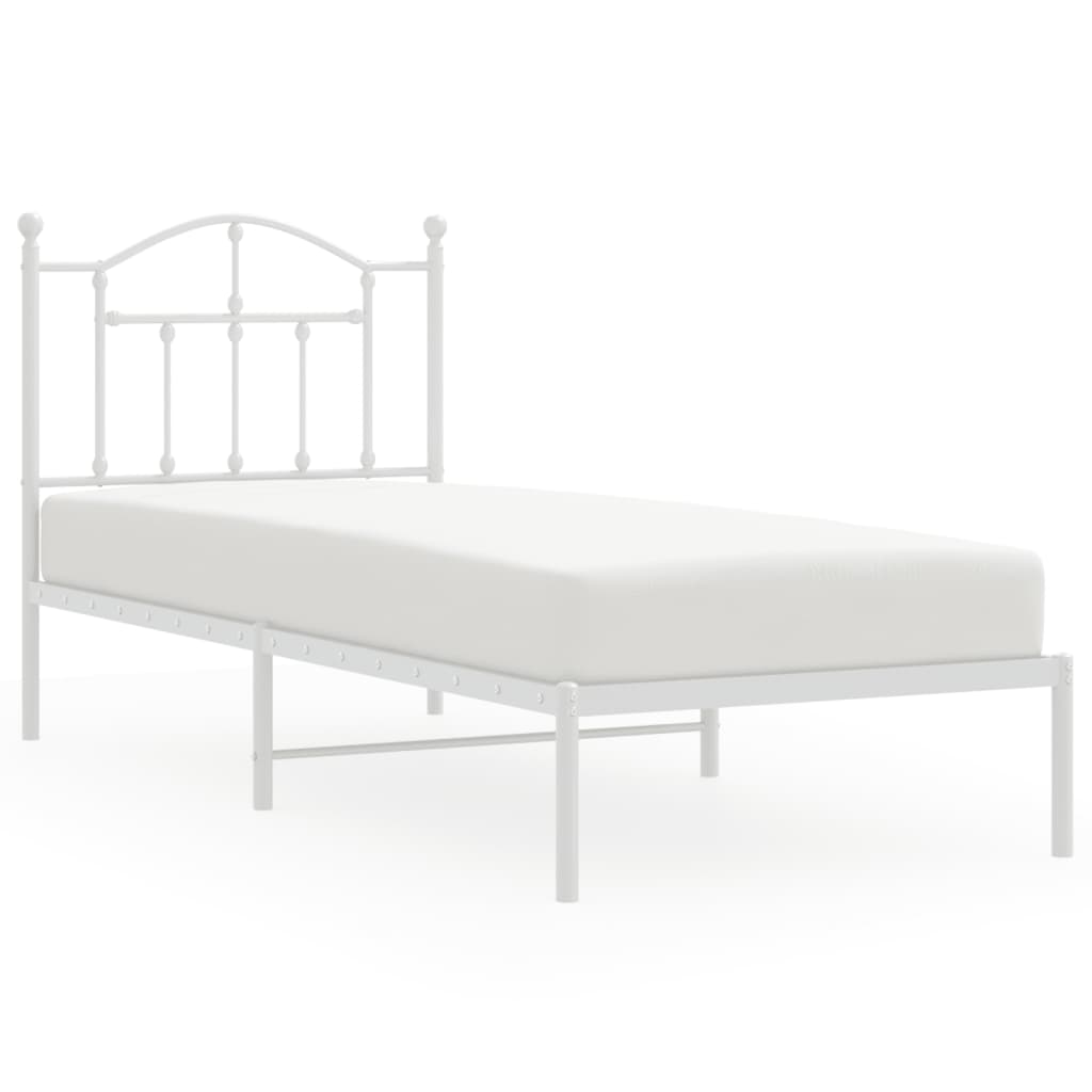 Sengeramme i metall med hodegavl hvit 90x190 cm