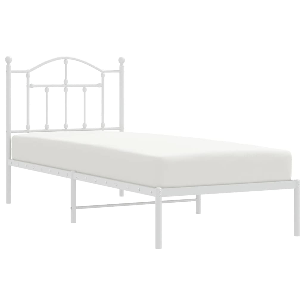 Sengeramme i metall med hodegavl hvit 90x190 cm