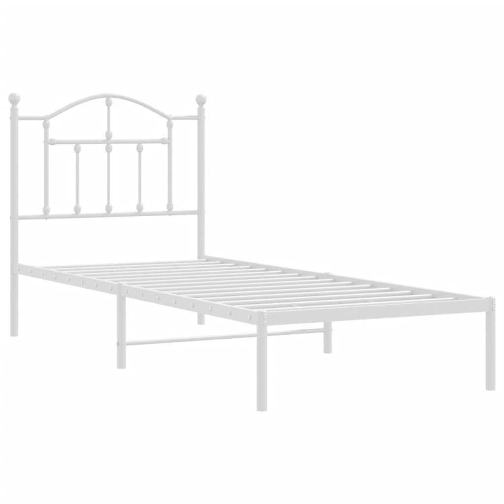 Sengeramme i metall med hodegavl hvit 90x190 cm