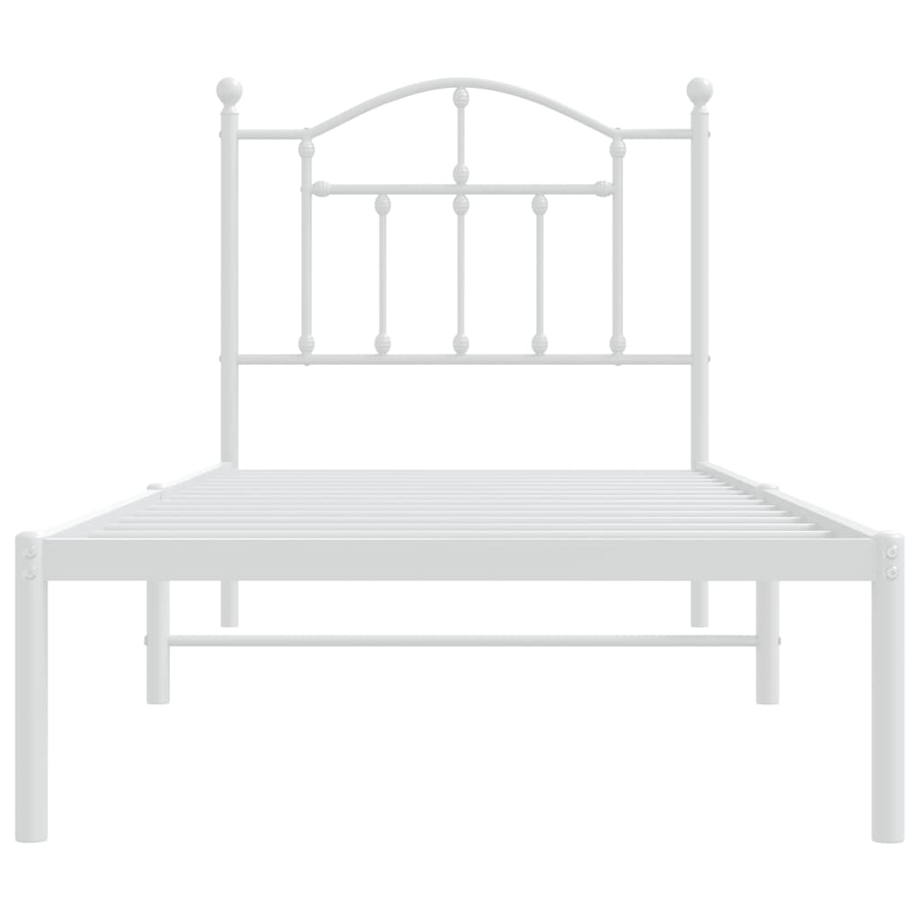 Sengeramme i metall med hodegavl hvit 90x190 cm
