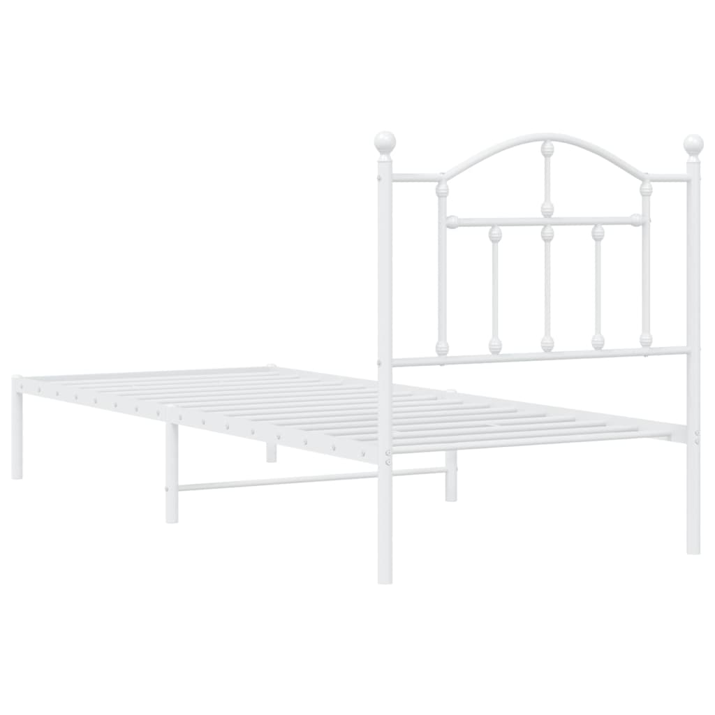 Sengeramme i metall med hodegavl hvit 90x190 cm