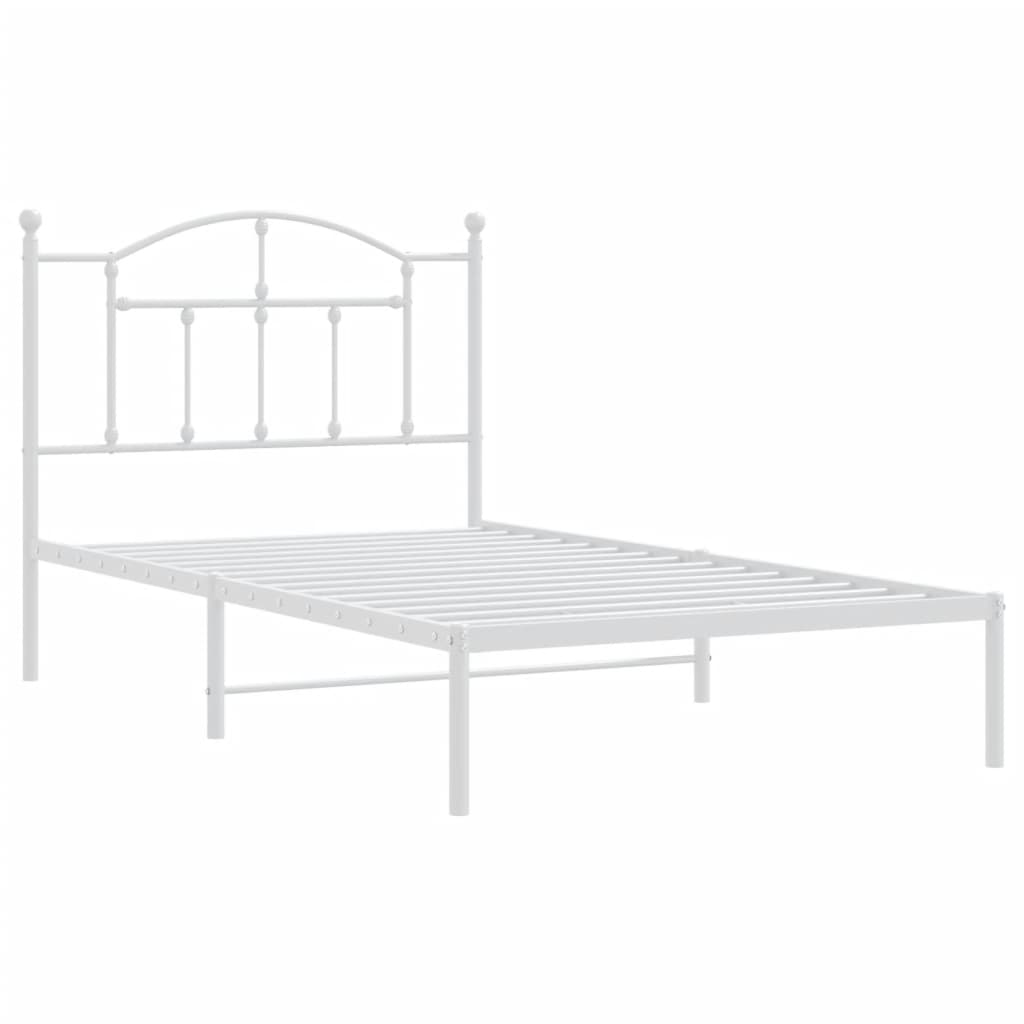 Sengeramme i metall med hodegavl hvit 100x190 cm