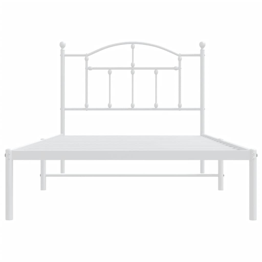 Sengeramme i metall med hodegavl hvit 100x190 cm