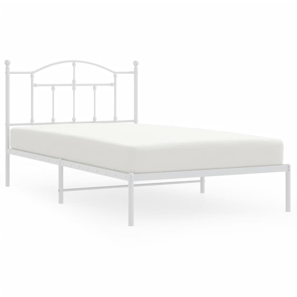 Sengeramme i metall med hodegavl hvit 107x203 cm