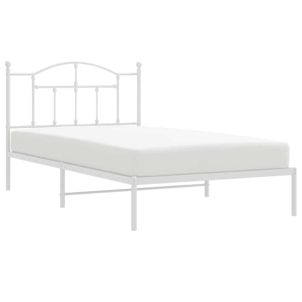 Sengeramme i metall med hodegavl hvit 107x203 cm