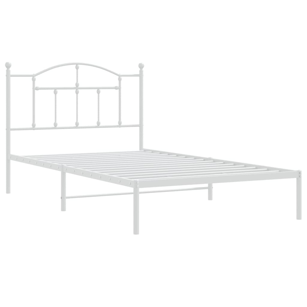 Sengeramme i metall med hodegavl hvit 107x203 cm