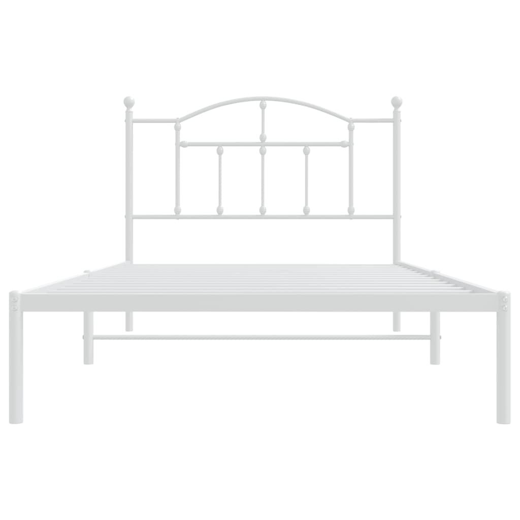 Sengeramme i metall med hodegavl hvit 107x203 cm